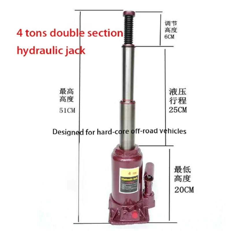Carico 4 tonnellate 4 T martinetto idraulico a doppia sezione fuoristrada SUV veicolo commerciale cambio pneumatici 3 sezioni strumento di sollevamento