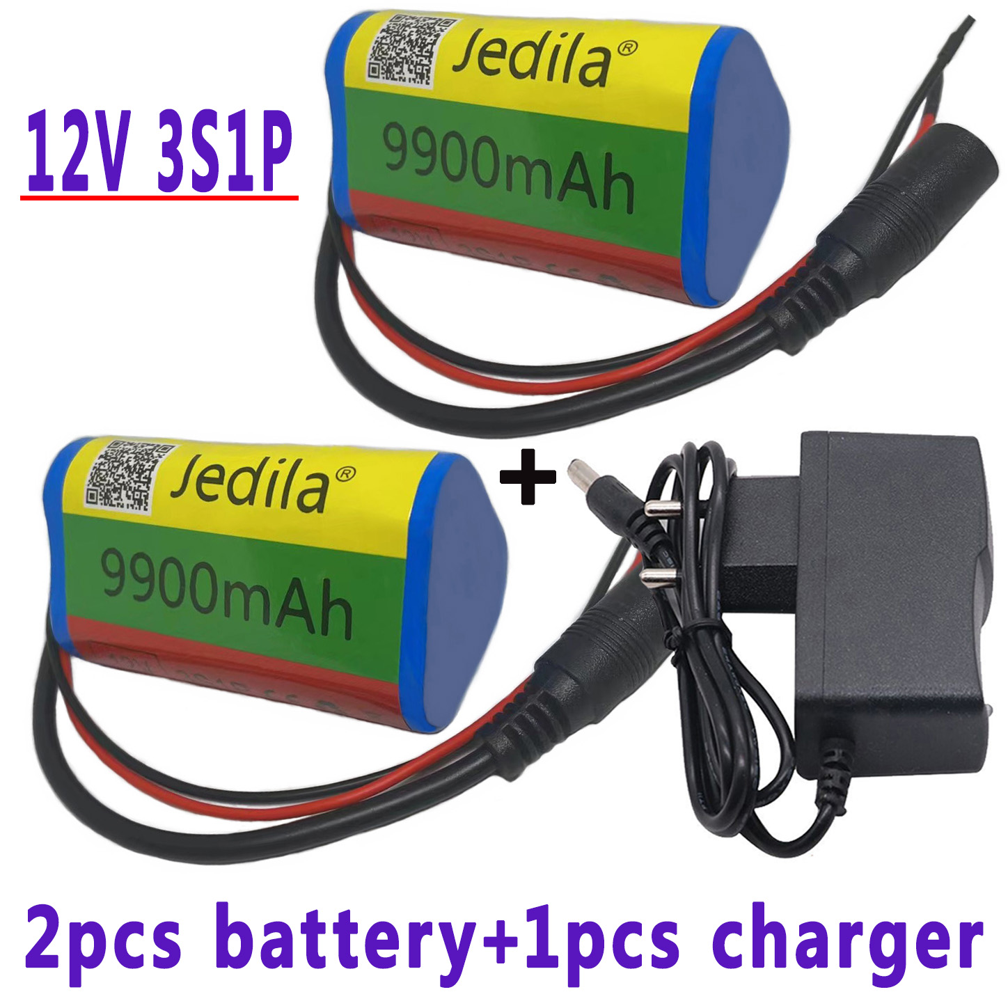 Paquete de batería de litio recargable, 100% V, 9900 mAh, 3S1P, cargador 1a: Azul