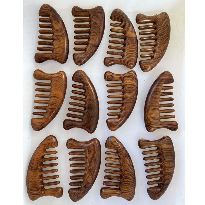 Peine de bolsillo de madera Natural para SPA, cepillo de masaje de cabeza de cuero cabelludo Guasha, masajeador dentado ancho, herramienta de peinado del cabello para el cuidado de la salud, 1 pieza