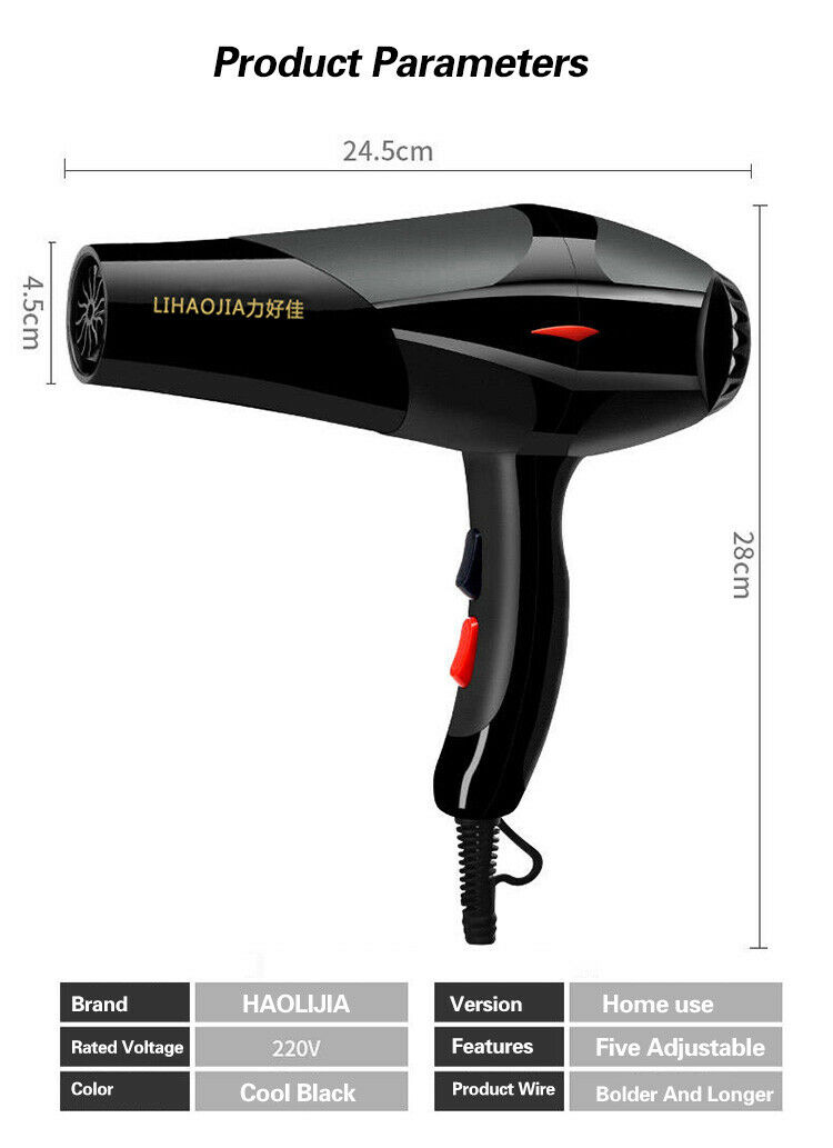 220V Hair Dryer Strong Power Barber Salon Styling Tools Cold Air Blow Dryer For Salons and household EU Plug