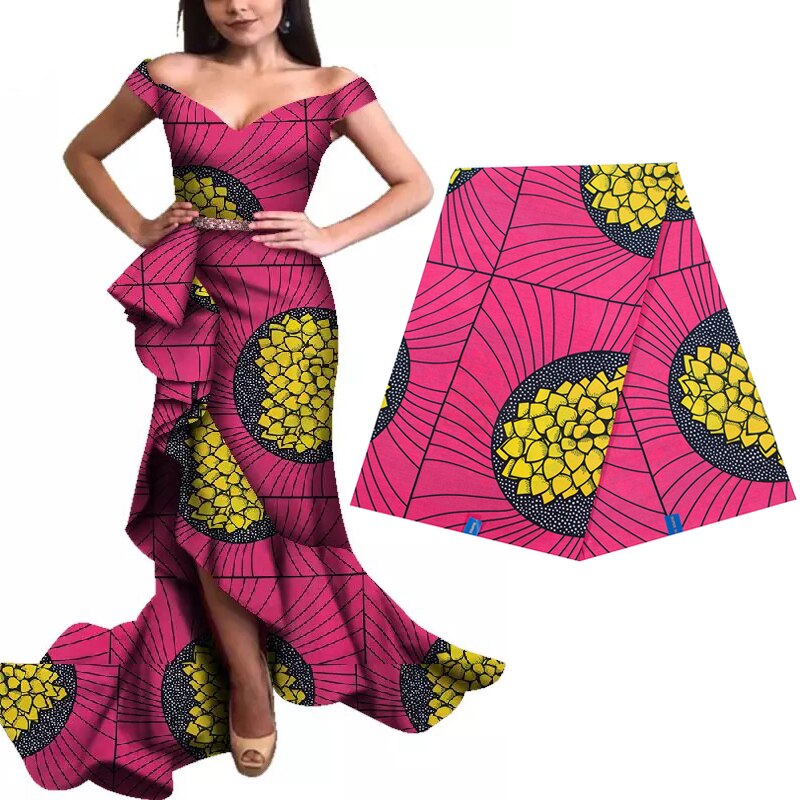 100% Cotton Ankara printing batik fabric real Cloth wax tissu best African cloth sewing material for women dress 6yards