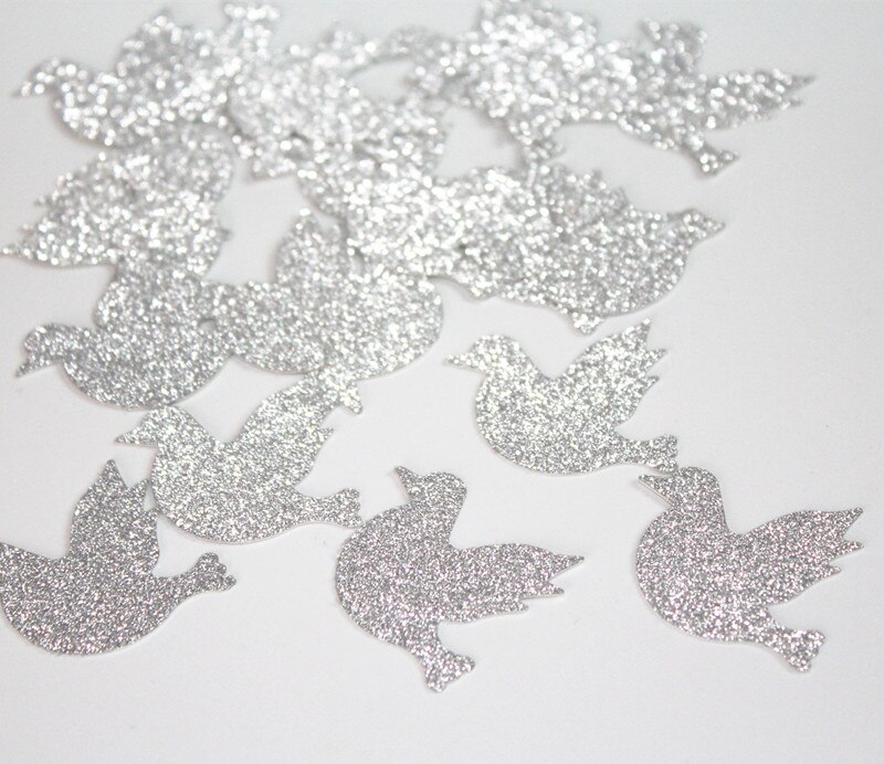 Decoraciones de bautismo, Paloma de bautizo, confeti de mesa, 100 CT, paloma blanca: Plata