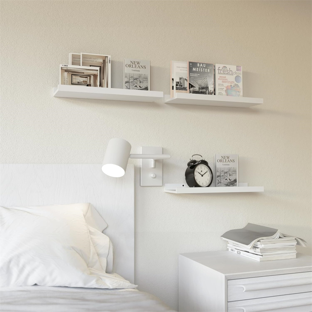 Estantes flotantes montados en la pared, Juego de 3 estantes de madera rústica con de repisa para dormitorio, sala de estar, cocina, estante de almacenamiento de pared