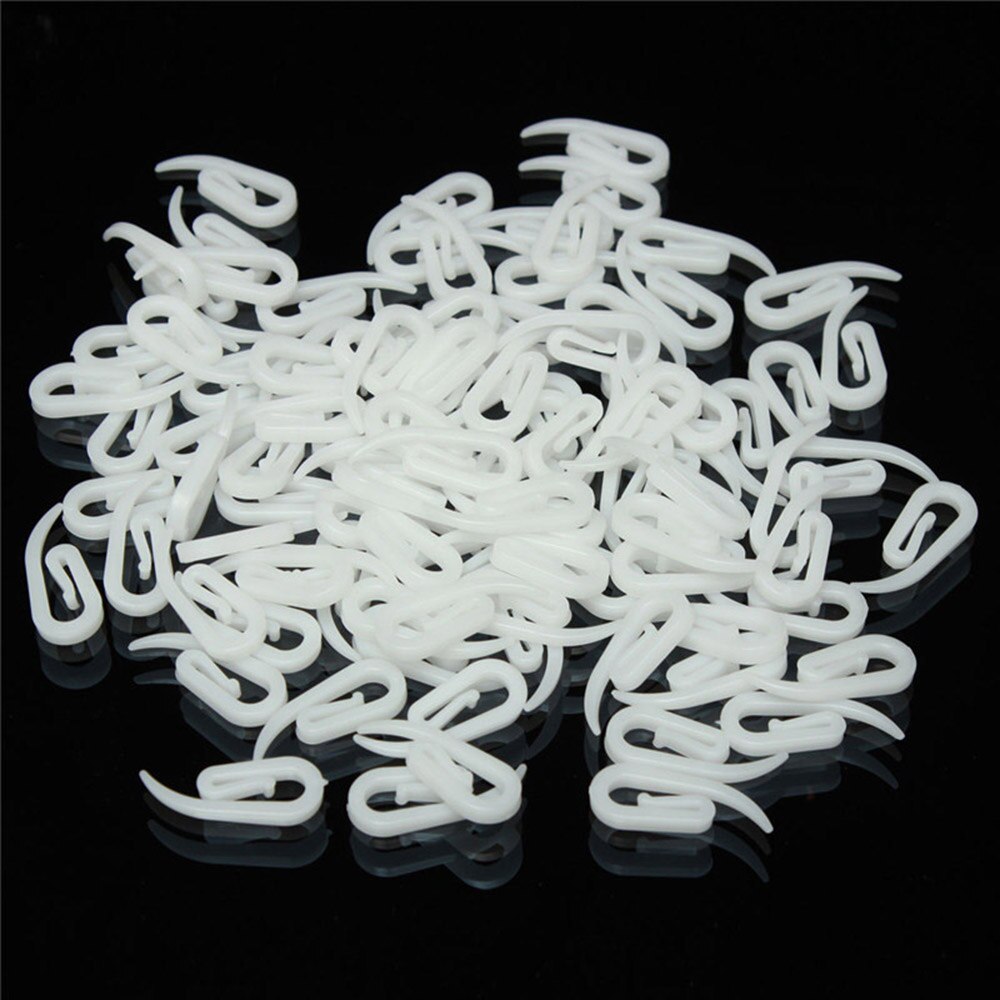 100PCS Curtain Hanging Hooks Ring Window Curtain Hanger Hooks White Plastic Curtain Hook For Home Curtain