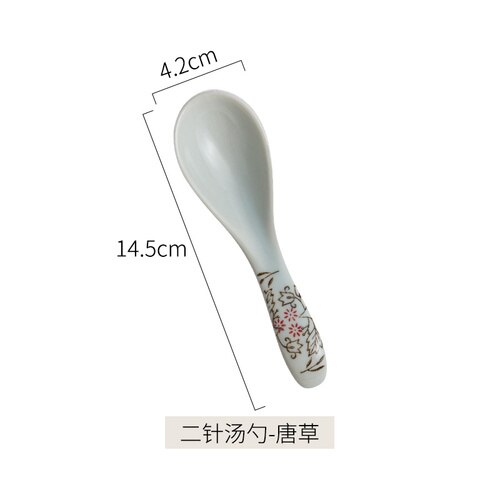 Japansk keramisk ske spiseske ske ris ske suppeskål ske husstand to-nålesuppe ske buet lille ske: H 14.5 x 4.2cm