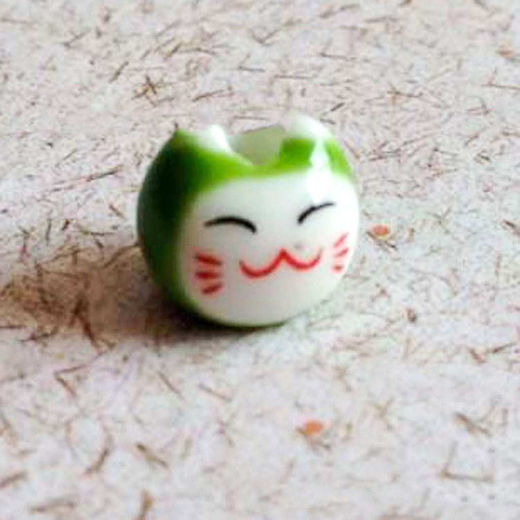 Cuentas de gato de la suerte para pulsera, Material de joyería hecho a mano, accesorios de cerámica pintados a mano, , número 9, 10 Uds., TMT07: Negro