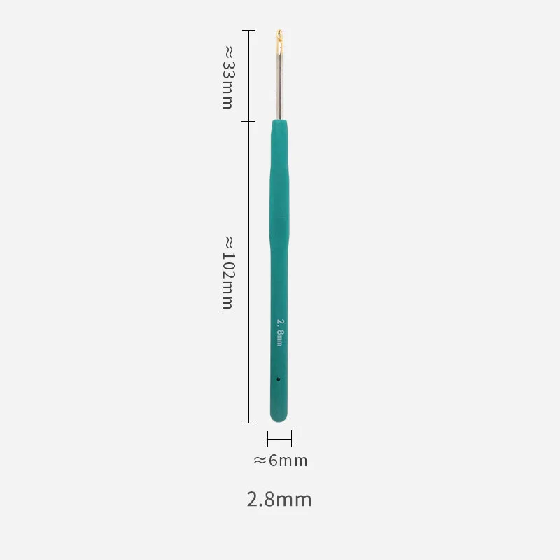 Crochets à poignée en caoutchouc souple, artisanat de tissage, kit de tricotage de fil, crochet à dentelle à aiguille, accessoires d'outils de couture, 0.5mm-2.8mm, 1 pièce: PEACOCK BLUE