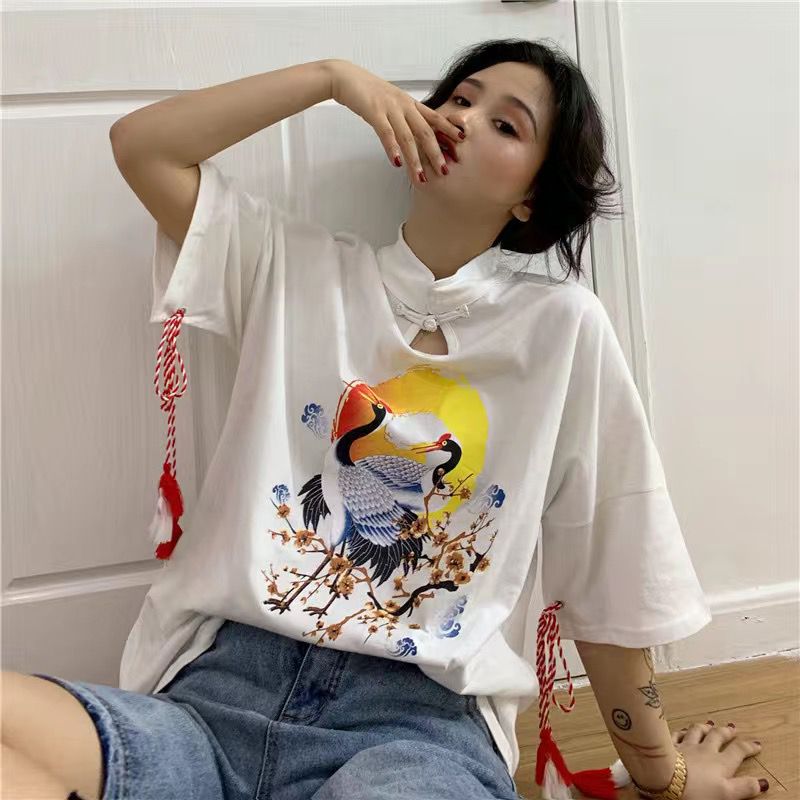 Terno gótico preto para meninas, vestido camisa para mulheres, blusa tradicional chinesa, casaco bordado de dragão