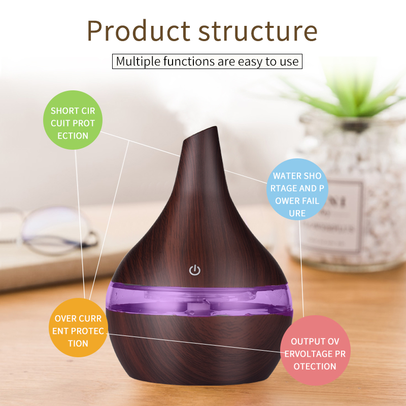 SaengQ-humidificador de aire eléctrico, difusor de aroma ultrasónico por aceites esenciales, en color madera, para aromaterapia en hogar