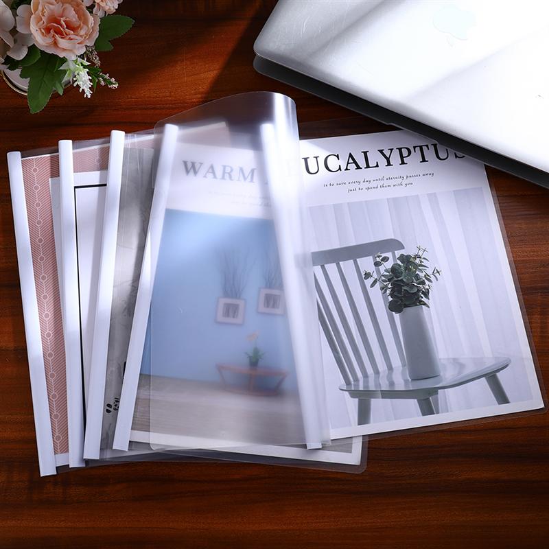 20pcs Transparent File Folder Sliding Bar Report Covers for A4 Report Display Cover Organizer Binder Home Office Supplies