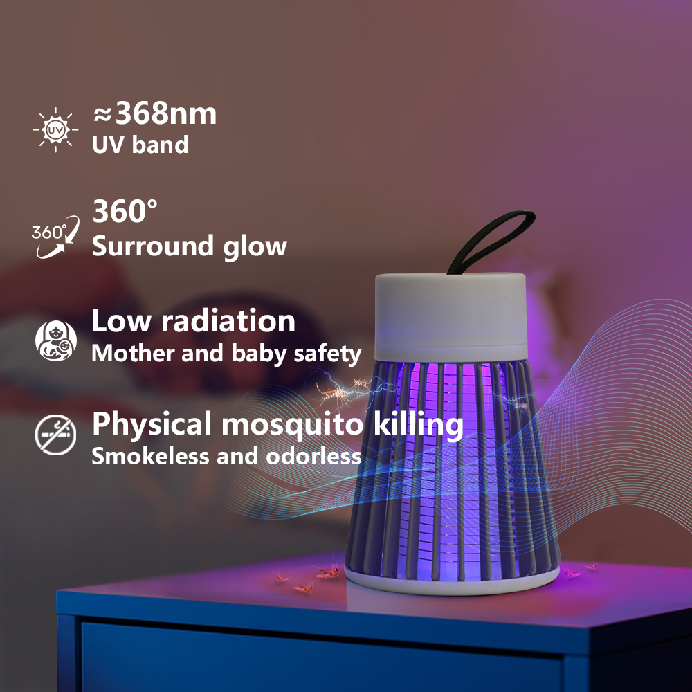 Muggenmoordenaar Lamp, Elektrische schok Insect Zapper USB, Slaapkamer Buitengebruik, Twee-in-één insectenval voor moeders Wespen Muggen, Draagbaar