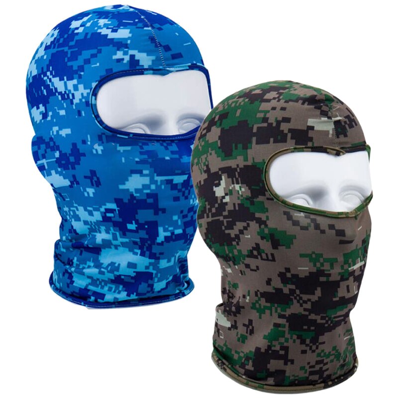 Outdoor Full Face Mask Lycra Balaclava Thin Motorcycle Cycling Ski CS Mask Digital Green Camo