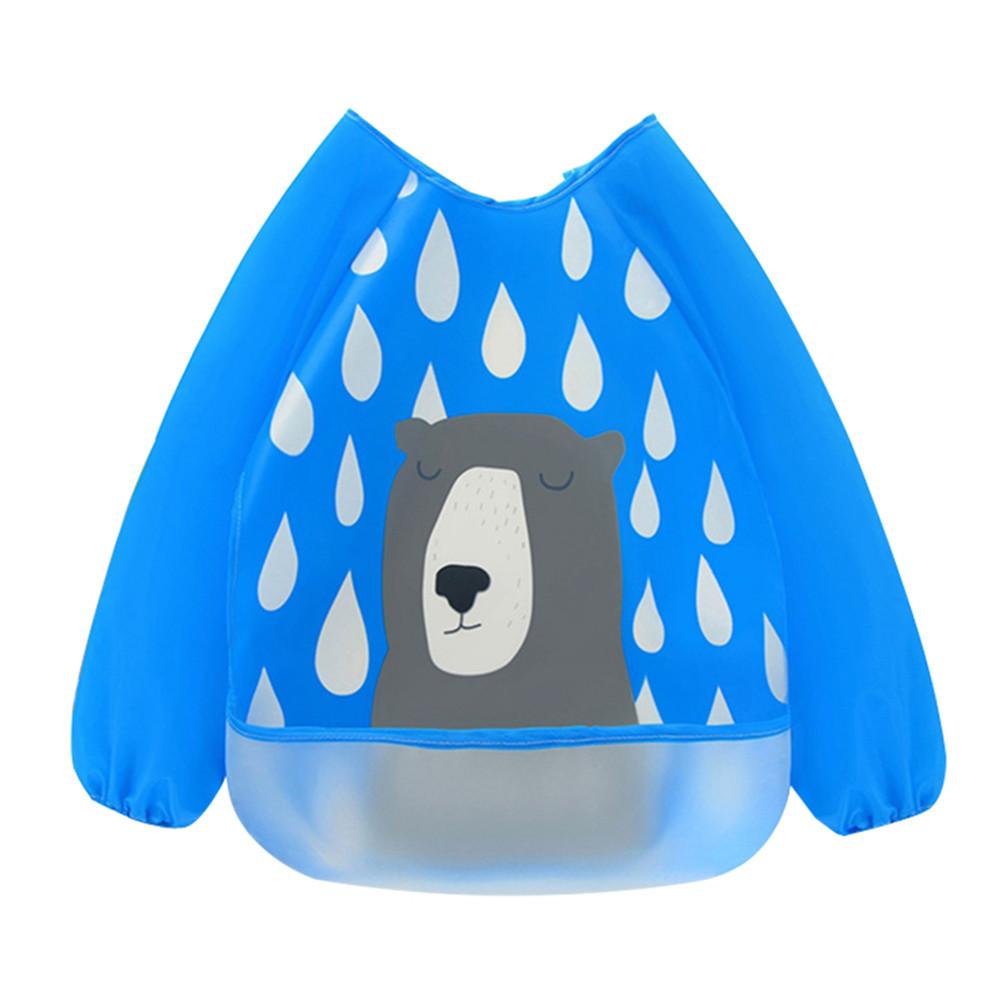 Baby Essen Bib Cartoon Wasserdicht Fleck Beständig Cape EVA Kinder Zeichnung Kittel speichel handtuch: Blau