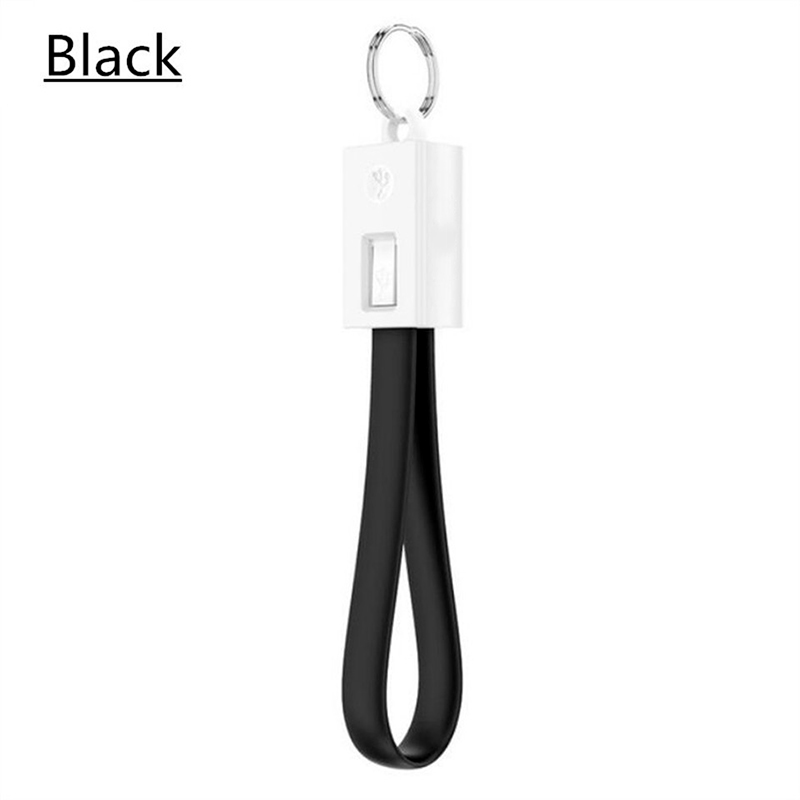 Keychain Micro USB Type C Cable Fast Charger Small Cable For iphone Sumsang Key Chain USBC Short Cabel Mini Cables East to Carry: Black / 20CM For Type C