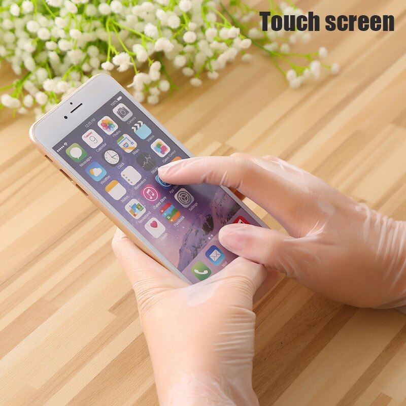 100 pcs Food Grade Household gloves disposable pvc transparent gloves kitchen work plastic transparent durable gloves