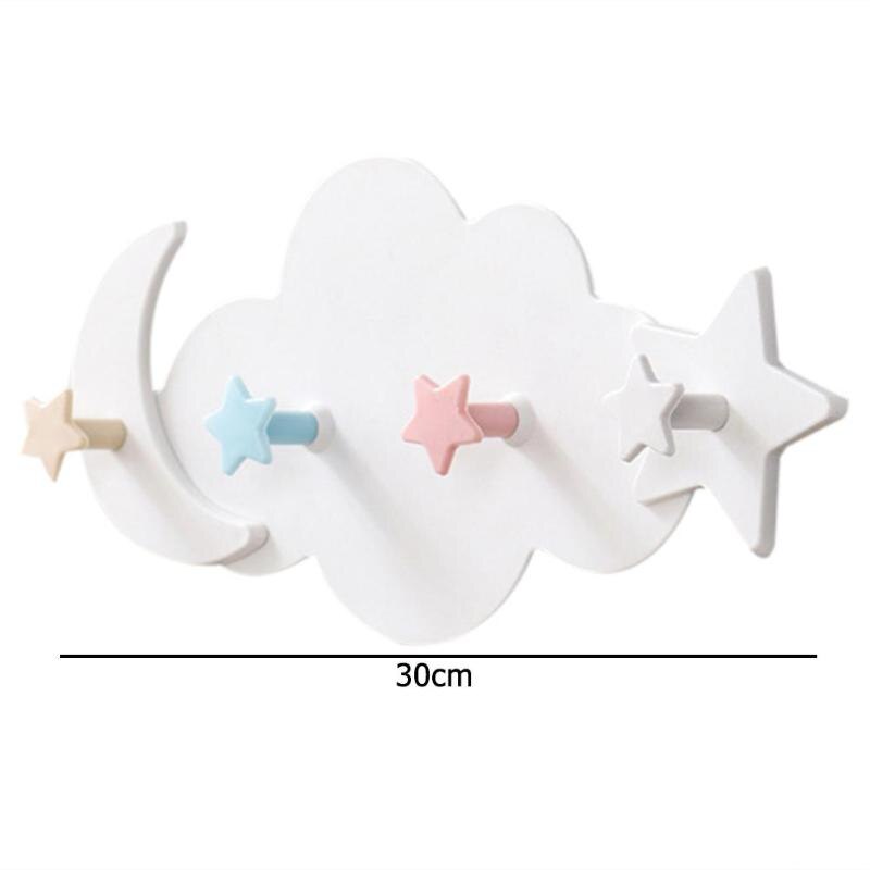 Cute Moon Star Cloud Shaped Hooks Plastic Towel Clothes Coat Hanger Wall Decorative Tool Children Bedroom Pendant: B