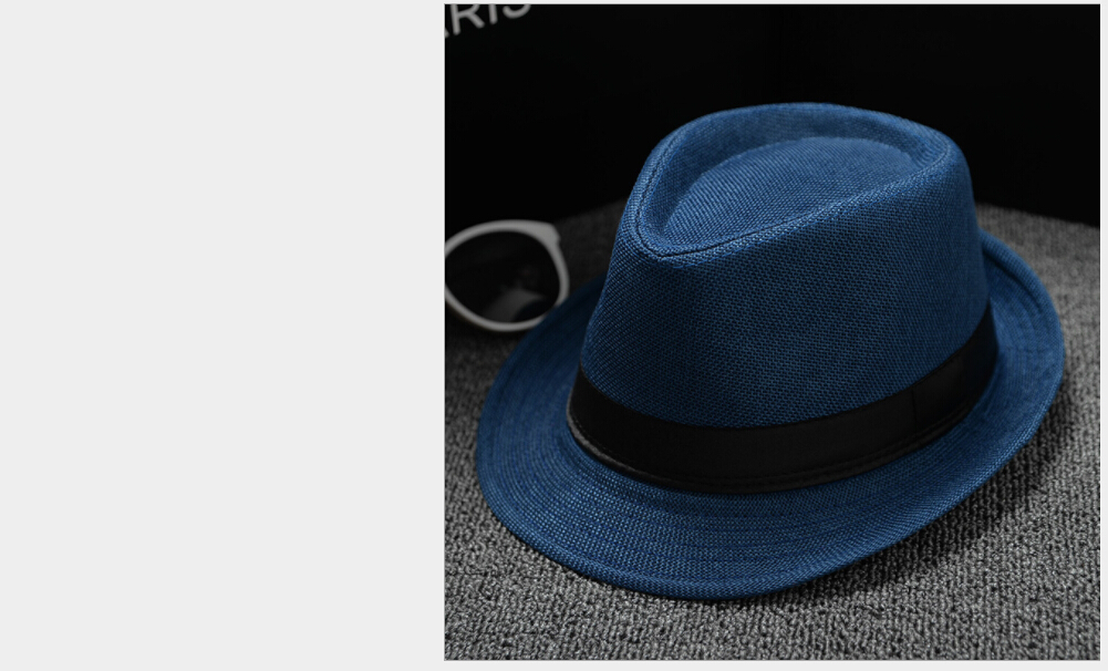 Efterår klassiske herrer kvinder halm fe hat bred rand panama hat sommer hat herre eller damer knusbare fe hat: Blå