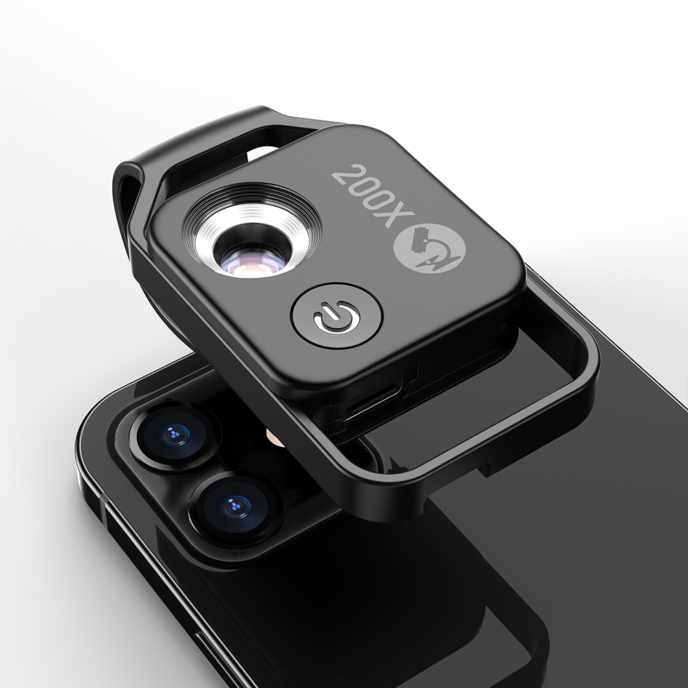 Lupa de microscopio Universal para teléfono móvil, instrumento LED CPL, lente Macro, Zoom óptico con Micro Clip de cámara, 200X