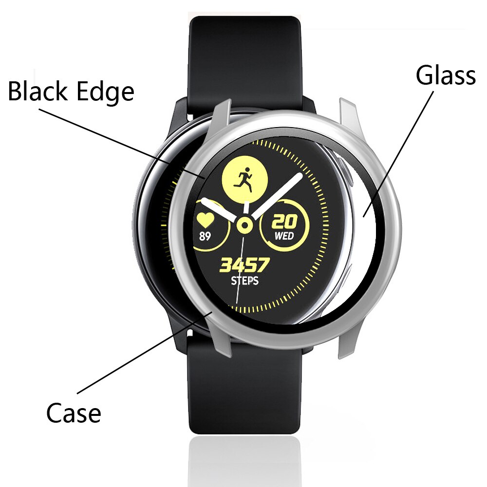 Glas + Case Voor Samsung Galaxy Horloge Active2 44/40 Mm Rondom Cover Bumper + Screen Protector Galaxy Horloge actieve 2 44Mm 40 Mm