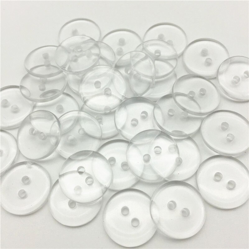 50pcs Lucency Resin Clear Buttons Transparent 2 Holes Round Sewing Shirt Button Embellishments For Scrapbooking