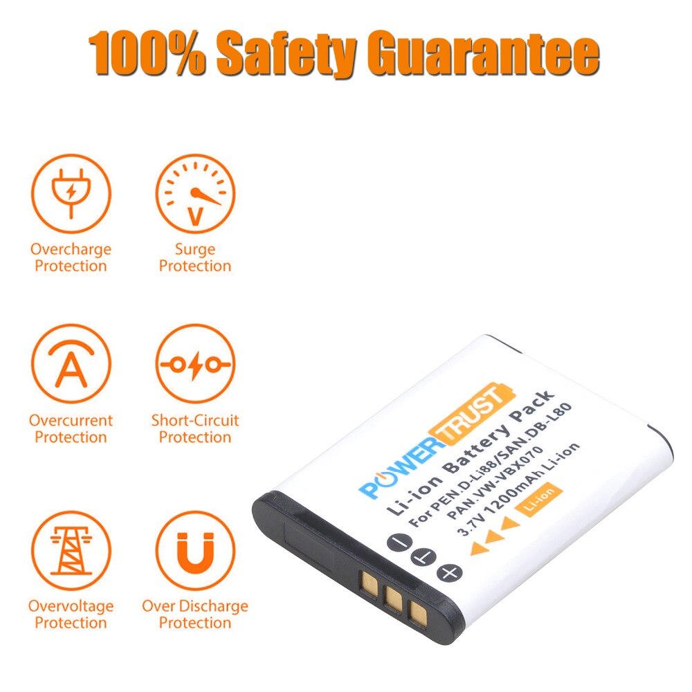 DB-L80 Battery / Digital Charger for Sanyo Xacti DMX-CG11, VPC-CG10 CG102 CG20 CS1 GH2 X1200, ICR-XPS01MF XPS03MF XRS120MF