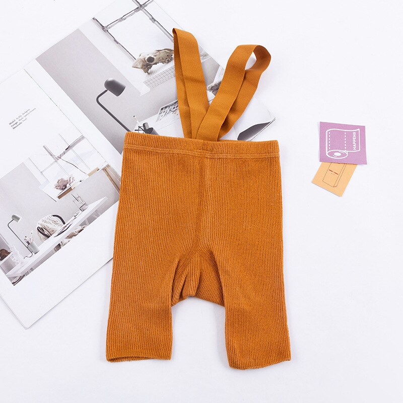 Calça collants de malha macia para crianças, top curto de meia-calça para meninos e meninas, verão: caramel / 6-12M