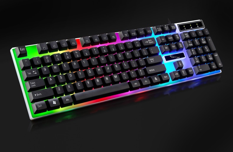 G21 USB Wired Mechanical Suspended Keyboard led Colorful Backlight Gaming Keyboard Waterproof for PC Computer Gamer OD: Black