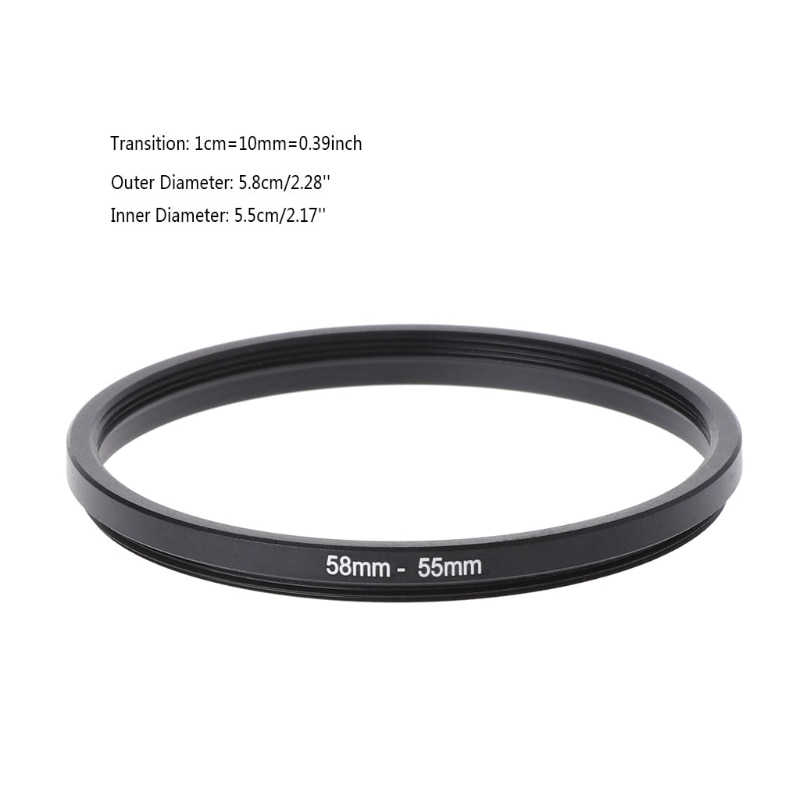 58mm To 55mm Metal Step Down Rings Lens Adapter Filter Camera Tool
