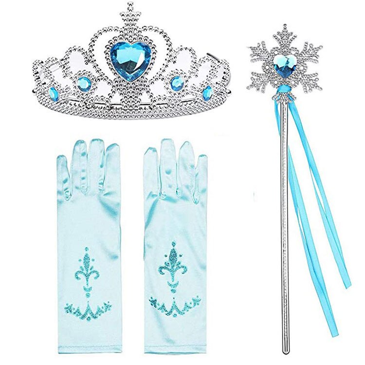 Elsa Prinses Accessoires Handschoenen Wand Kroon Sieraden Set Elsa Pruik Vlecht voor Prinses Jurk Kleding Cosplay Aankleden Sneeuwvlok: Roze