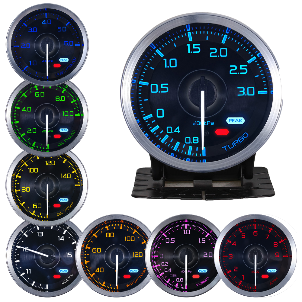 Ha tilbehør 60mm automatisk måler 7 farve def i advance  a1 olietryk turbo boost egt udstødningstemperatur omdrejningstæller vand olietemperatur