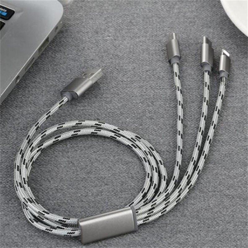 Kabel 3 w 1 Szybkie Ładowanie 3A USB Type-C do iPhone, Micro USB, Lightning - Tzuafat