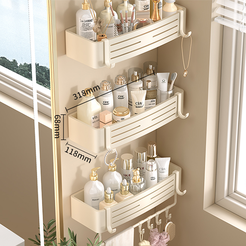 Kein Bohren, multifunktionales Organizer-Regal, selbstklebendes Lagerregal, große Wandbehang-Organizer, Dusch- und Shampoo-Gestell für Badezimmer: Licht Grau