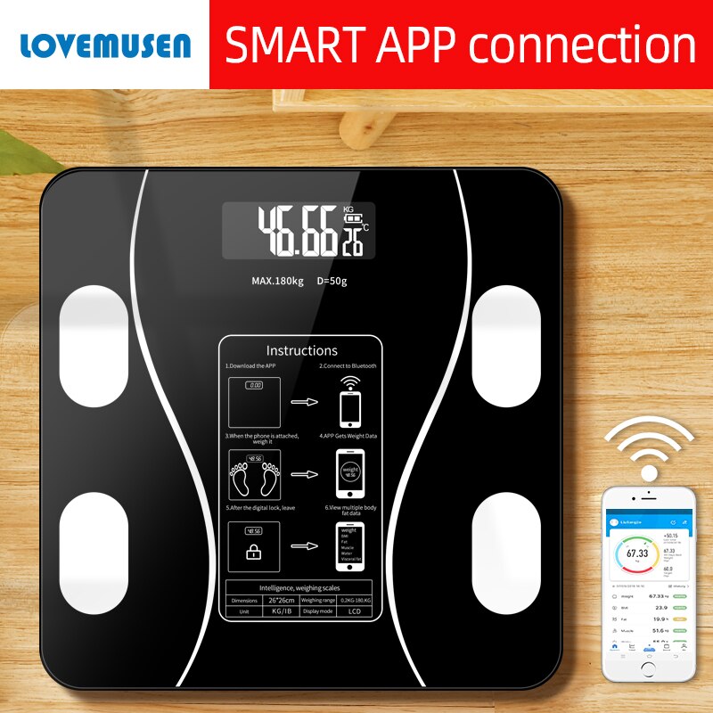 Balance de Graisse Corporelle - GENERIC - Bluetooth - Suivi du Poids - Mesure de la Température