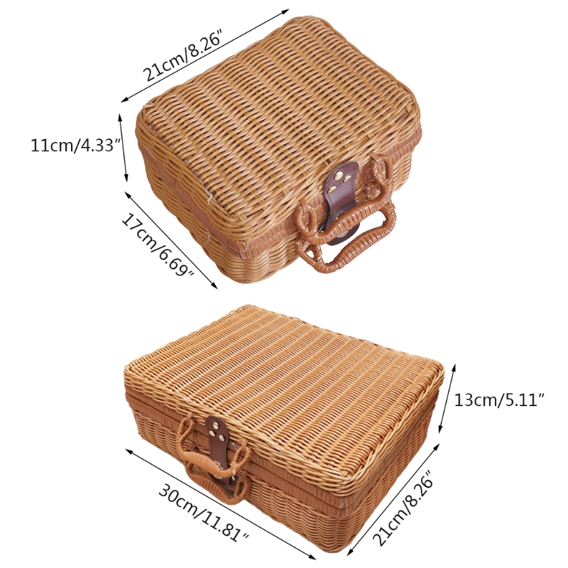 Rotan Outdoor Picknick Mand Opslag Koffer Land Stijl Wasmand Met Dubbel Handvat Voedsel Fruit Opslag Mand