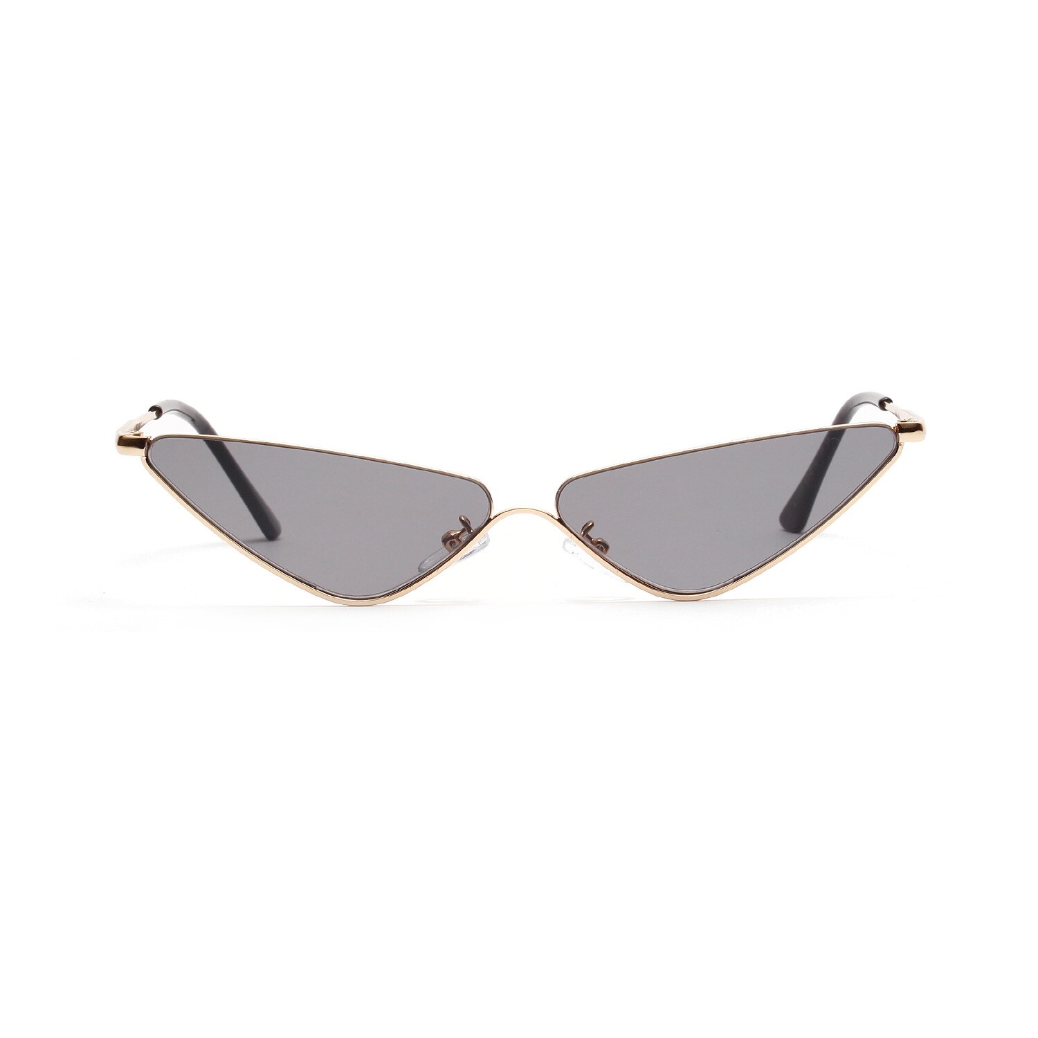 Lady Triangle Sun Glasses Women's Cat Eye Small Glasses Women's Men's Personality Retro Polygon Small Frame Sunglasses: Gray