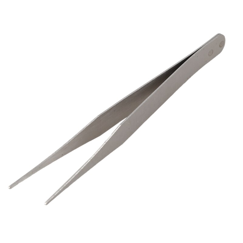 Fine Point Silver Tone Pointy Straight Tweezers 4 1/2": Default Title