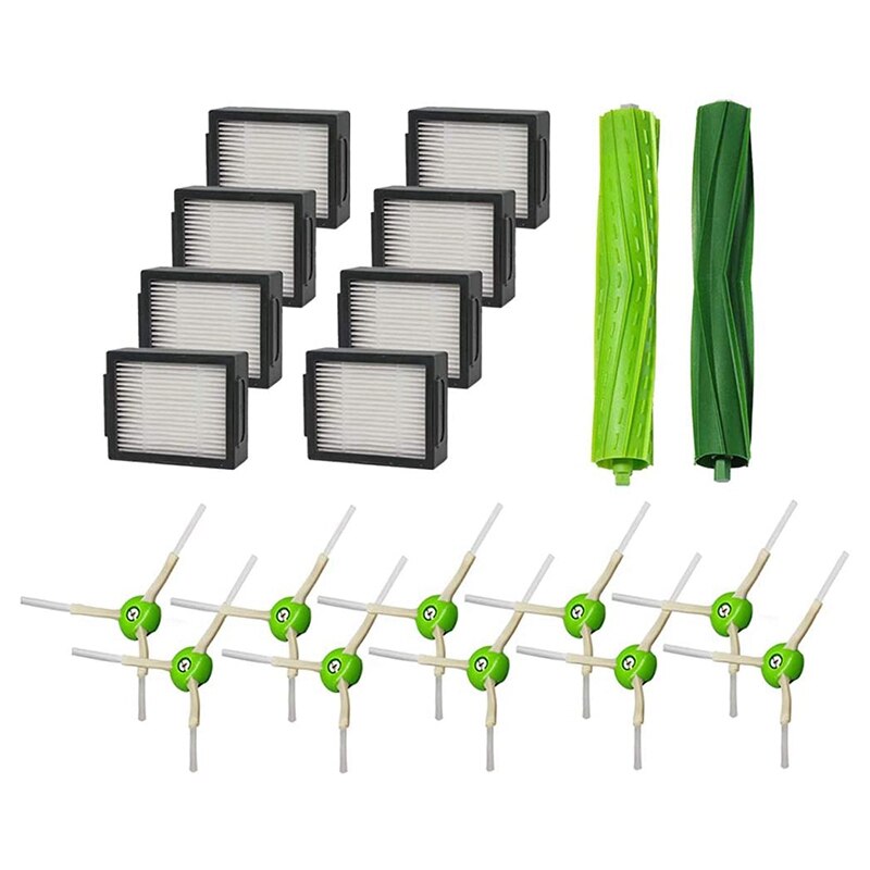 Reservdelar till irobot roomba tillbehör serie  i7 i7+  e serie  e5 e6 påfyllningssats  (8 filter , 10 sidoborstar , 1 se