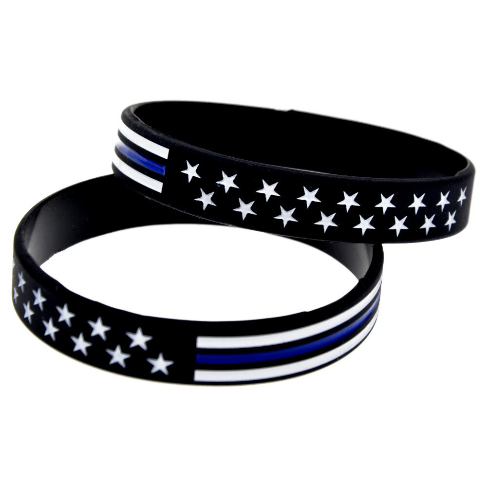 Mode Dunne Blauwe Lijn Sterren En Strepen Siliconen Armband Camouflage Amerikaanse Polsband Bangle: 01 one pcs