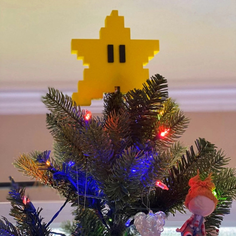 3D Pixel Stern Weihnachten Baum Deckel Klassische Spiel Ornament für Weihnachten Baum Dekorationen Baumkrone Weihnachten