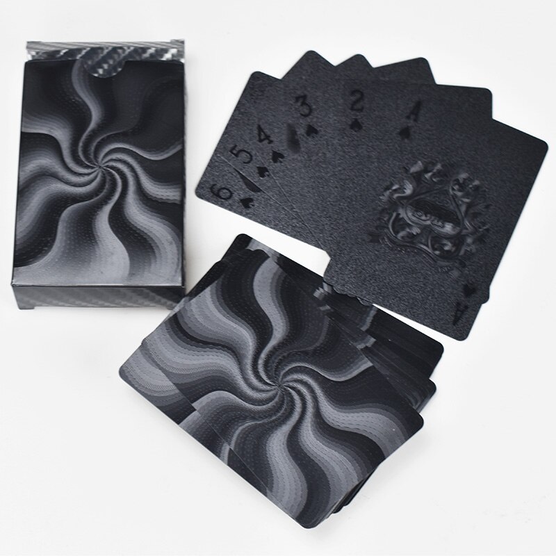 Zwart Moire Patroon Speelkaarten Hoogwaardige Waterdichte Pvc Materiaal