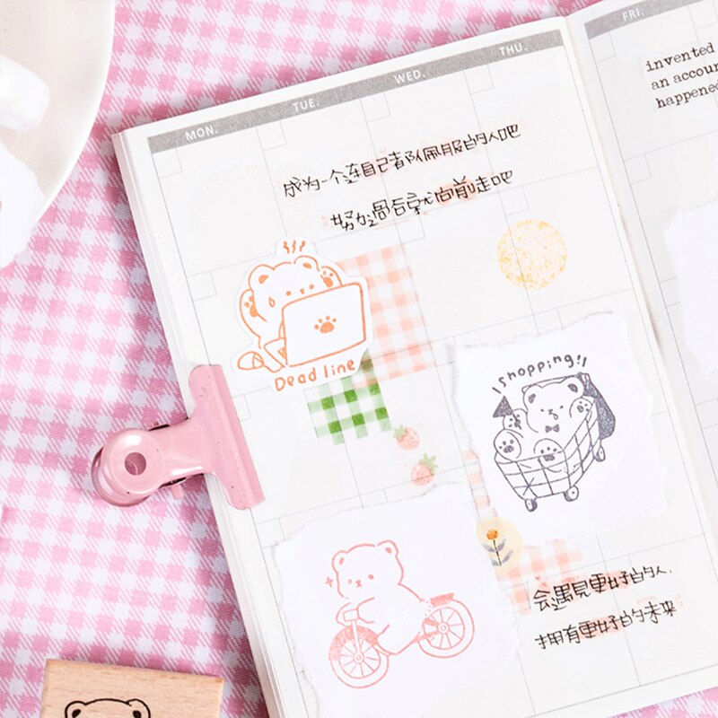Leuke Cartoon Beer Werknemer Serie Decoratie Stempel Houten Stempels Voor Scrapbooking Briefpapier Diy Craft Standaard Stempel