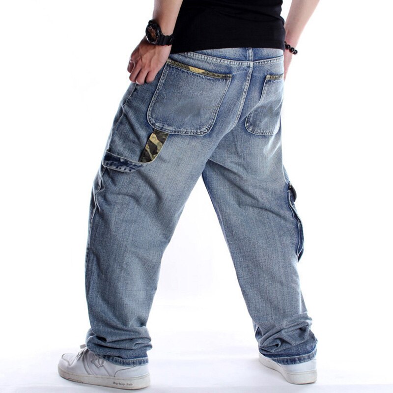 Jeans de danse pour hommes, Baggy hip hop, ample, grande poche pour garçons, pantalon de skate, Punk Denim, grande taille 30 – 46