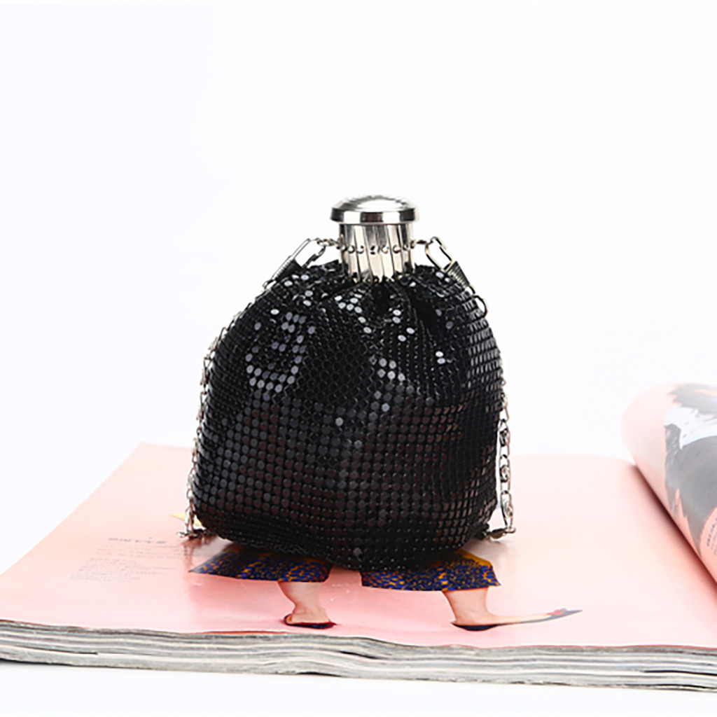 Mini Petaca roja hecha a mano para mujer, bolso de hombro de aluminio, bonito bolso para botella de vino, Ju5