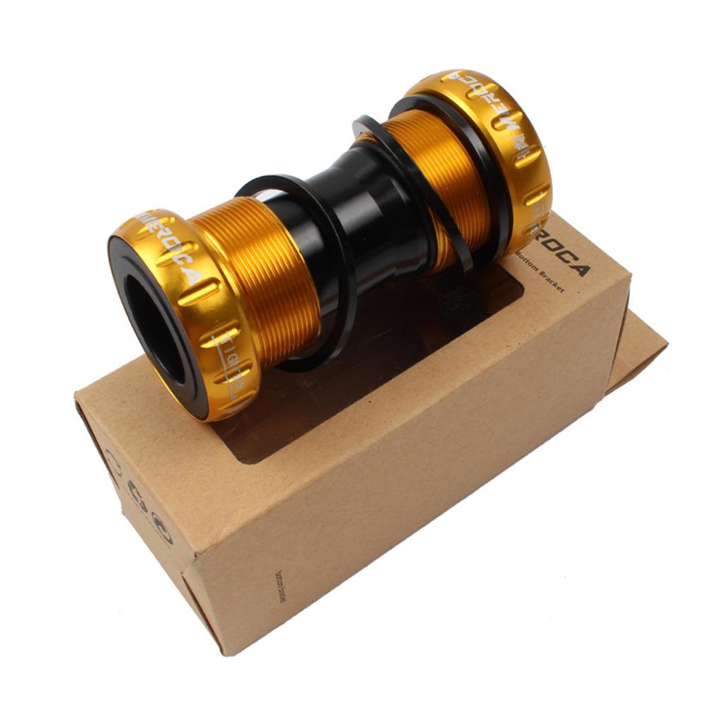 Mountain Bike Colorful Bottom Bracket Axle Integrated Hollow BB Bicycle Threaded Screw-in Center Axle Bicycle Parts: Gold