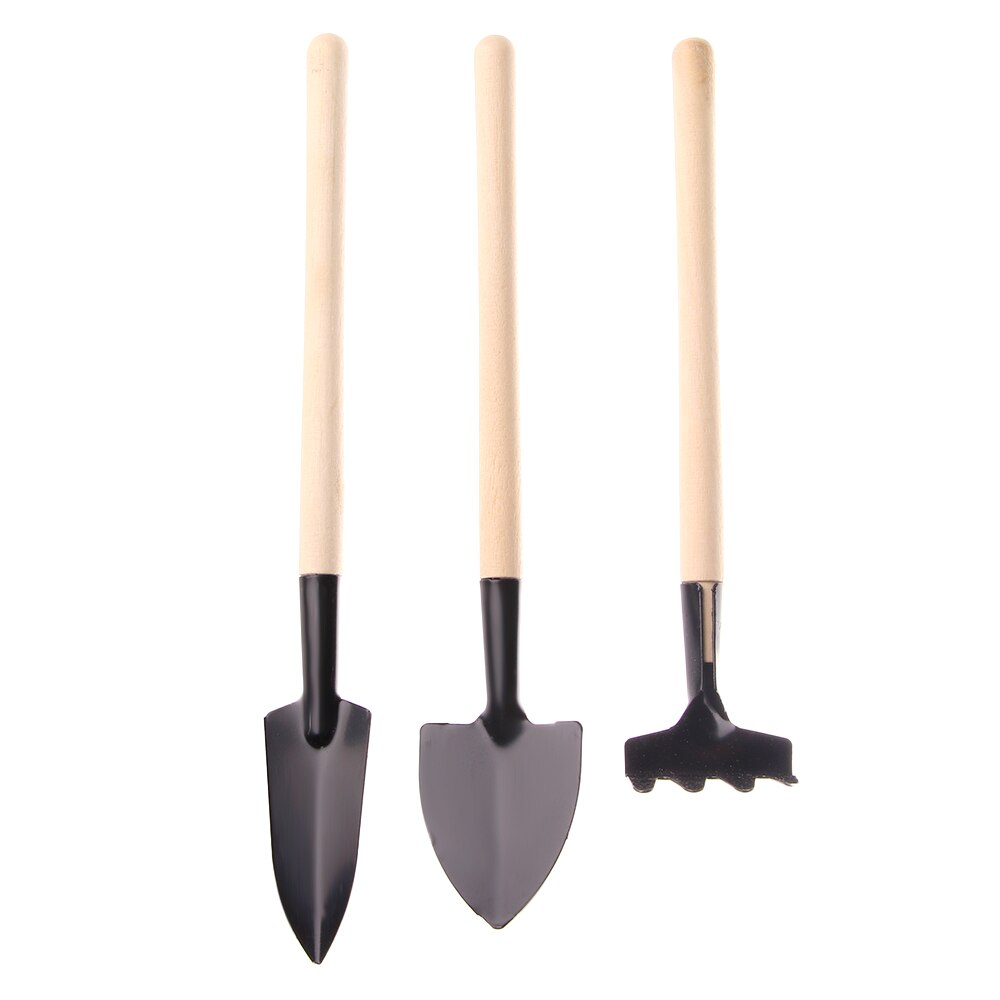 Juego de 3 unidades Multifuncionales de Mini herramientas de jardinería, mango de madera, herramienta de acero inoxidable, rastrillo de pala para plantas en maceta, pala para plantas en maceta
