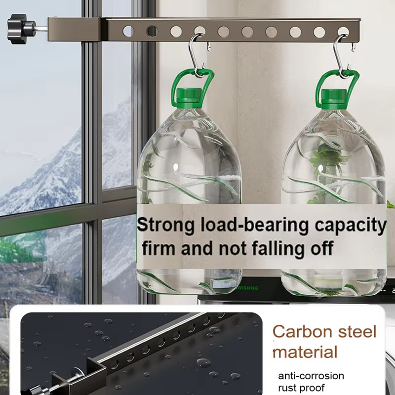 Perchero de ropa negro giratorio plegable, perchas para ropa, colgador montado en la pared, tendedero, ahorro de espacio, organización de ropa de aluminio