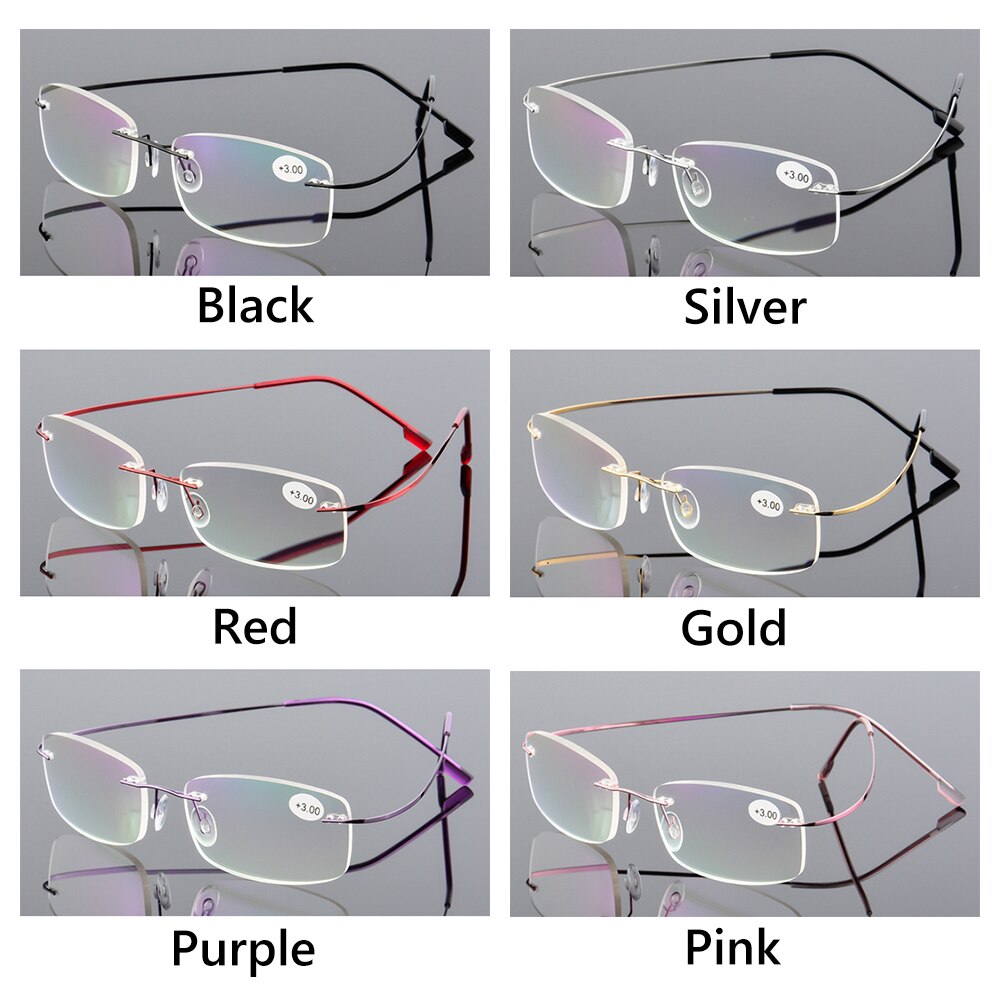 1PC Flexible Ultralight Reading Glasses Rimless Memory Titanium Eyeglasses Vision Care Presbyopic Eyewear Strength +1.0~+4.0