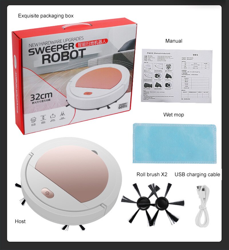 Hem smart sopande robot moppning dammsugning usb uppladdningsbar elektrisk robotdammsugare smart auto aspiradora robot