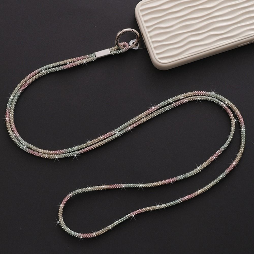 1pc Bright Rhinestone Phone Lanyard Crystal Bling Bling Phone Case Chain Straps Diamond Phone Anti-lost Rope Phone Accessories
