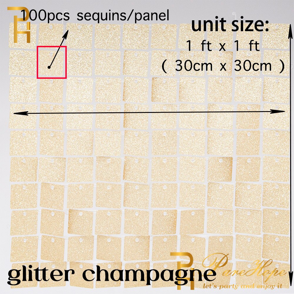 Square Pneumatic Reinforcing Plate, Pneumatic Self-Locking Plate, Bright Wall Bottom Decorative Plate: glitter champagne
